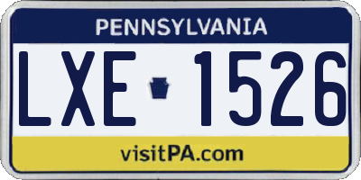 PA license plate LXE1526