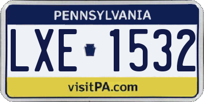 PA license plate LXE1532