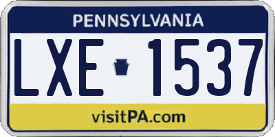 PA license plate LXE1537