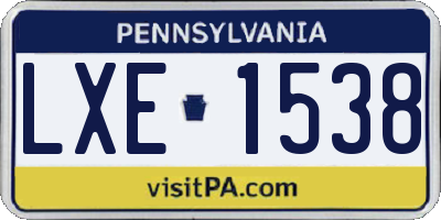 PA license plate LXE1538