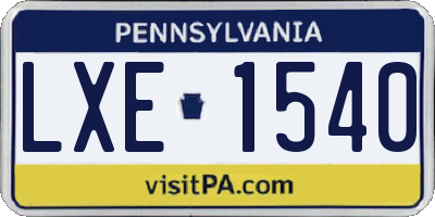 PA license plate LXE1540