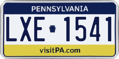 PA license plate LXE1541