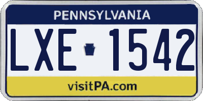 PA license plate LXE1542