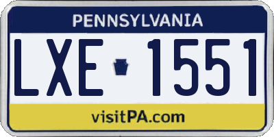 PA license plate LXE1551