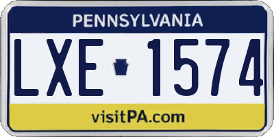 PA license plate LXE1574