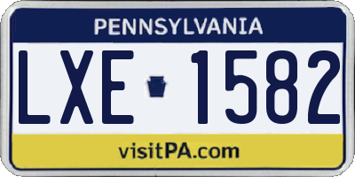 PA license plate LXE1582