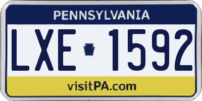 PA license plate LXE1592