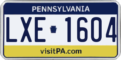 PA license plate LXE1604