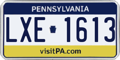 PA license plate LXE1613