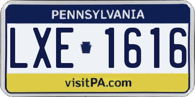 PA license plate LXE1616