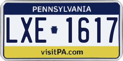 PA license plate LXE1617