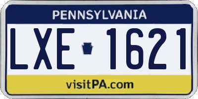 PA license plate LXE1621