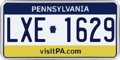 PA license plate LXE1629