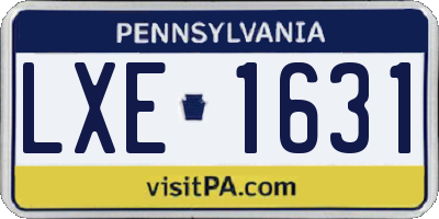 PA license plate LXE1631