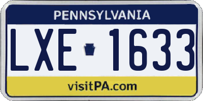 PA license plate LXE1633