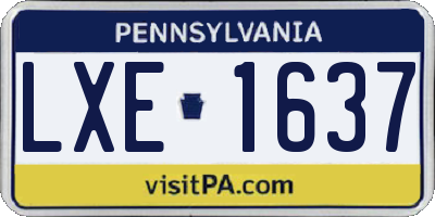 PA license plate LXE1637