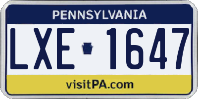 PA license plate LXE1647