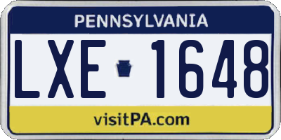 PA license plate LXE1648