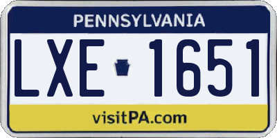 PA license plate LXE1651