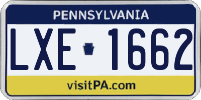 PA license plate LXE1662