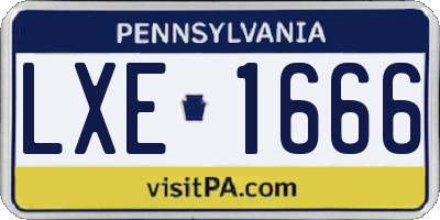 PA license plate LXE1666