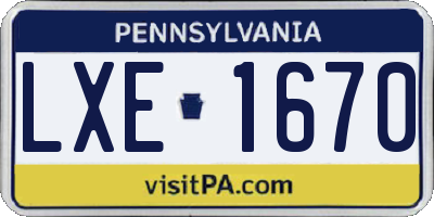 PA license plate LXE1670
