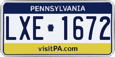 PA license plate LXE1672
