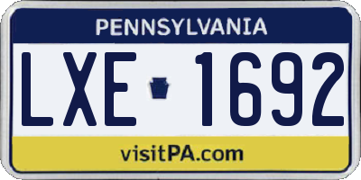 PA license plate LXE1692