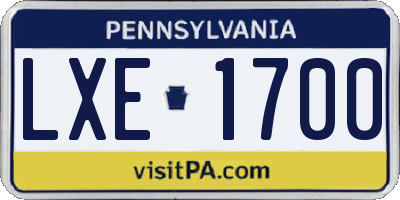 PA license plate LXE1700