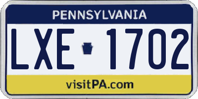 PA license plate LXE1702