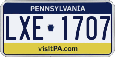 PA license plate LXE1707