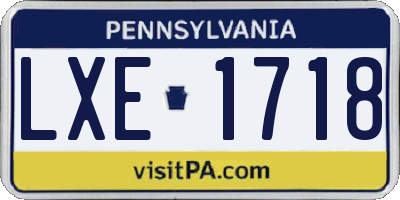 PA license plate LXE1718