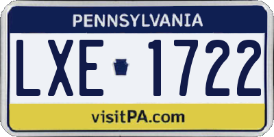 PA license plate LXE1722
