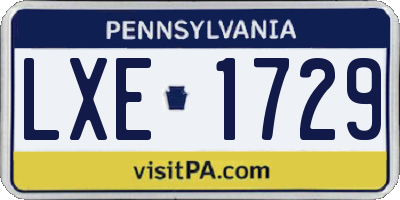 PA license plate LXE1729