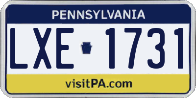 PA license plate LXE1731