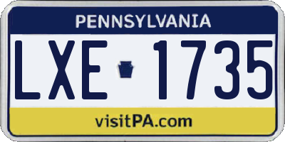 PA license plate LXE1735