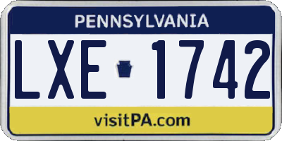 PA license plate LXE1742