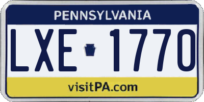 PA license plate LXE1770