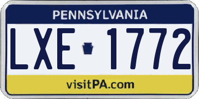 PA license plate LXE1772