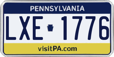 PA license plate LXE1776
