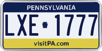 PA license plate LXE1777