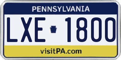 PA license plate LXE1800