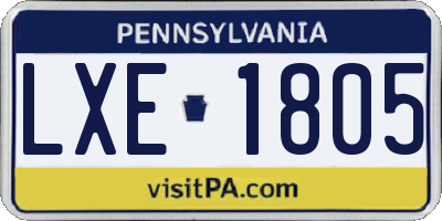 PA license plate LXE1805