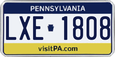 PA license plate LXE1808