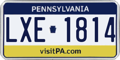 PA license plate LXE1814