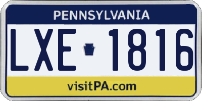 PA license plate LXE1816