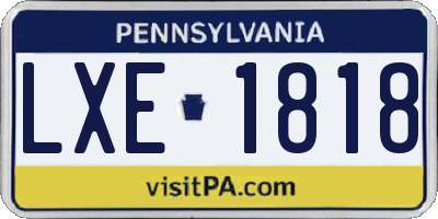 PA license plate LXE1818