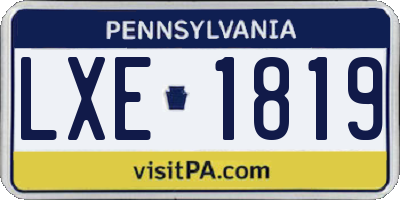 PA license plate LXE1819