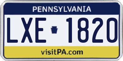 PA license plate LXE1820
