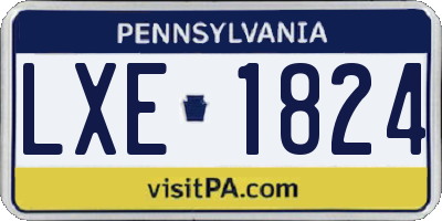 PA license plate LXE1824